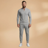 Casual Set with Buttoned Top and Drawstring Trousers