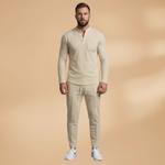 Casual Set with Buttoned Top and Drawstring Trousers