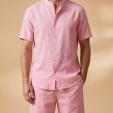 Casual Shirt & Shorts Set with Short Sleeves and Elastic Waistband