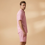 Casual Shirt & Shorts Set with Short Sleeves and Elastic Waistband