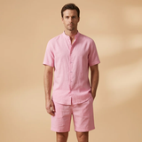 Casual Shirt & Shorts Set with Short Sleeves and Elastic Waistband