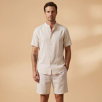 Casual Shirt & Shorts Set with Short Sleeves and Elastic Waistband