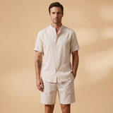 Casual Shirt & Shorts Set with Short Sleeves and Elastic Waistband