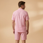 Casual Shirt & Shorts Set with Short Sleeves and Elastic Waistband