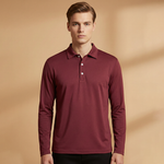 Polo Shirt with Button Fastening and Long Sleeves