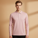 Polo Shirt with Button Fastening and Long Sleeves