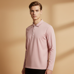 Polo Shirt with Button Fastening and Long Sleeves