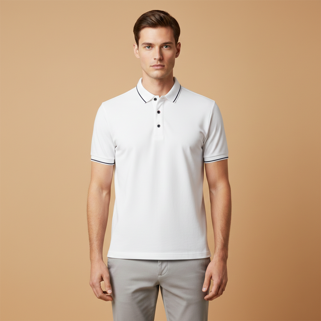 Men's Polo Shirt with Classic Collar and Button Placket