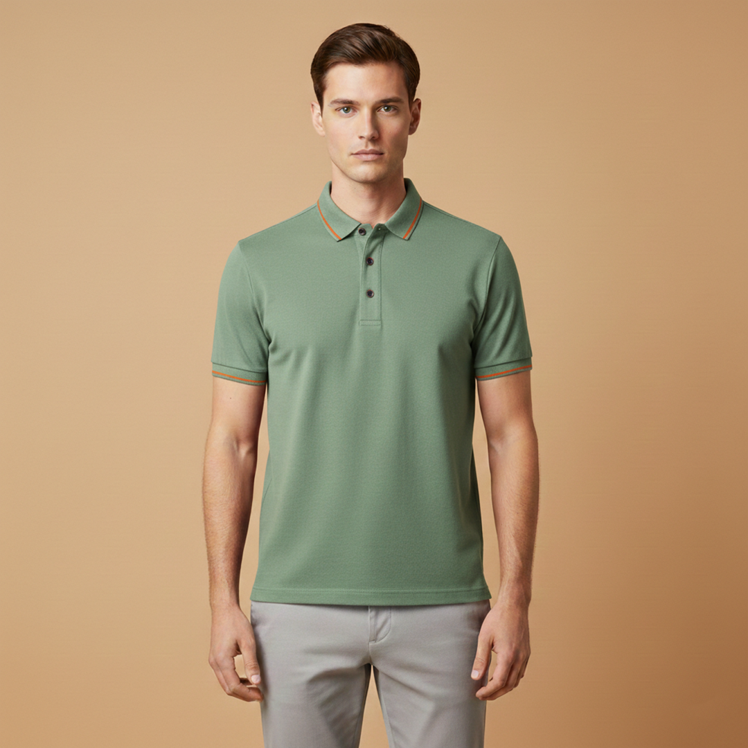Men's Polo Shirt with Classic Collar and Button Placket