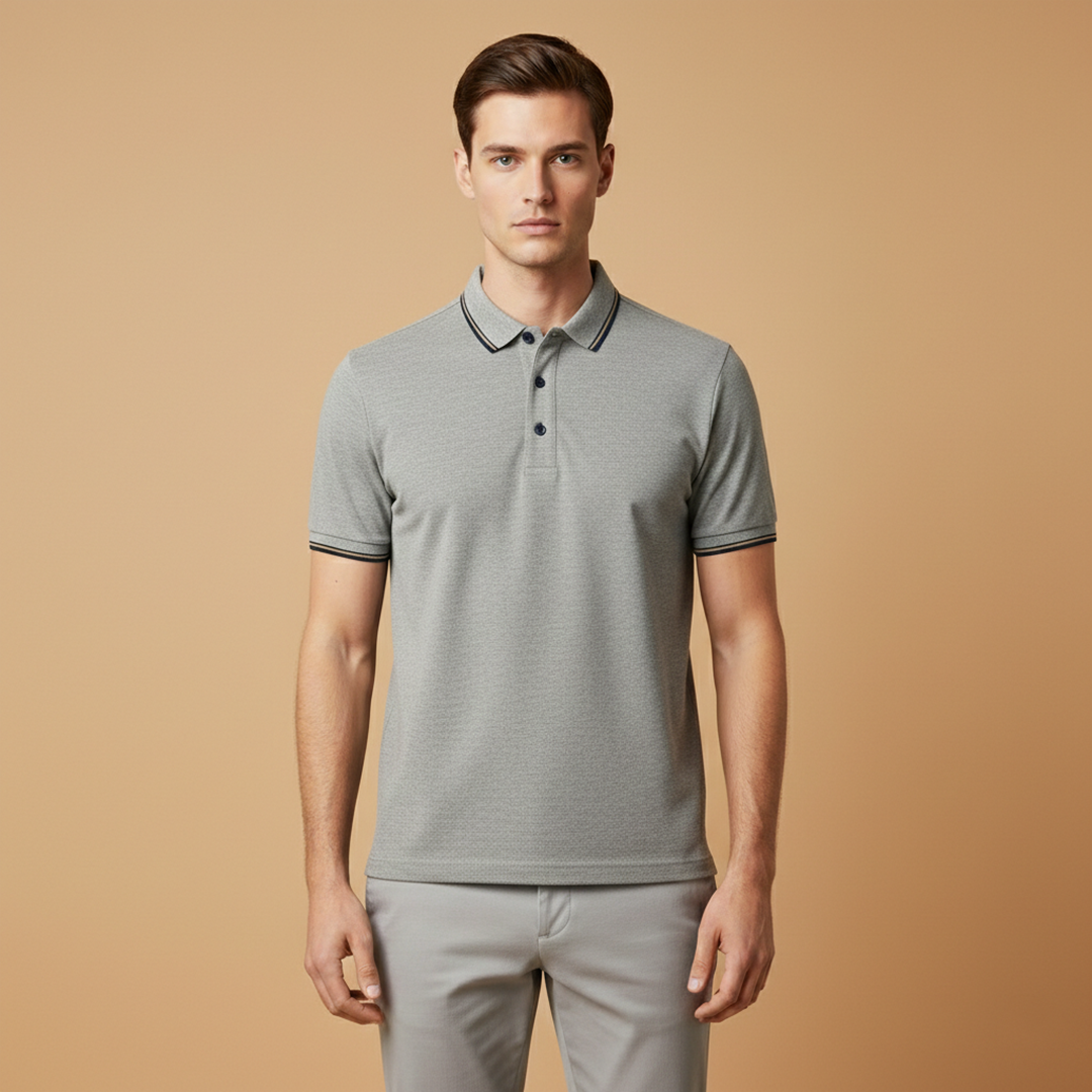 Men's Polo Shirt with Classic Collar and Button Placket