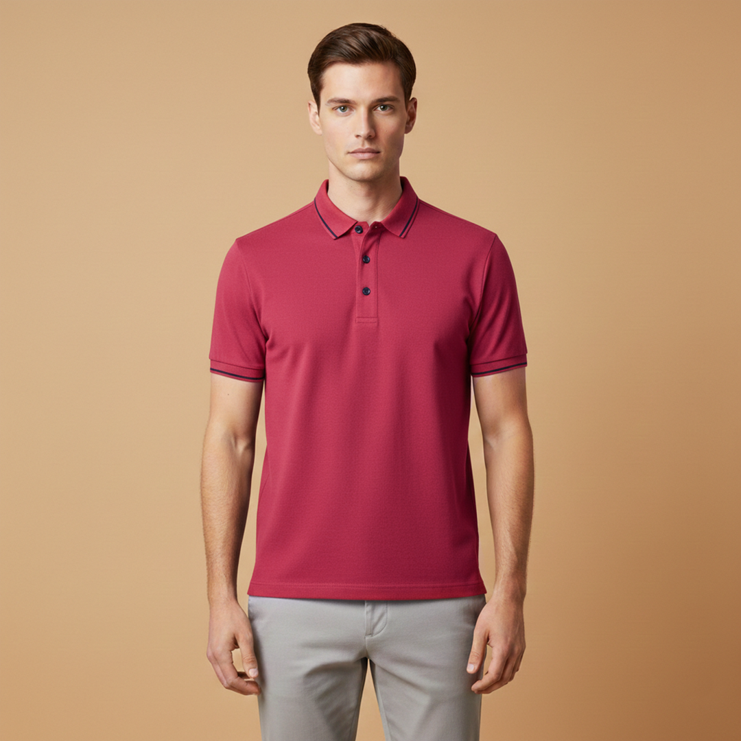 Men's Polo Shirt with Classic Collar and Button Placket