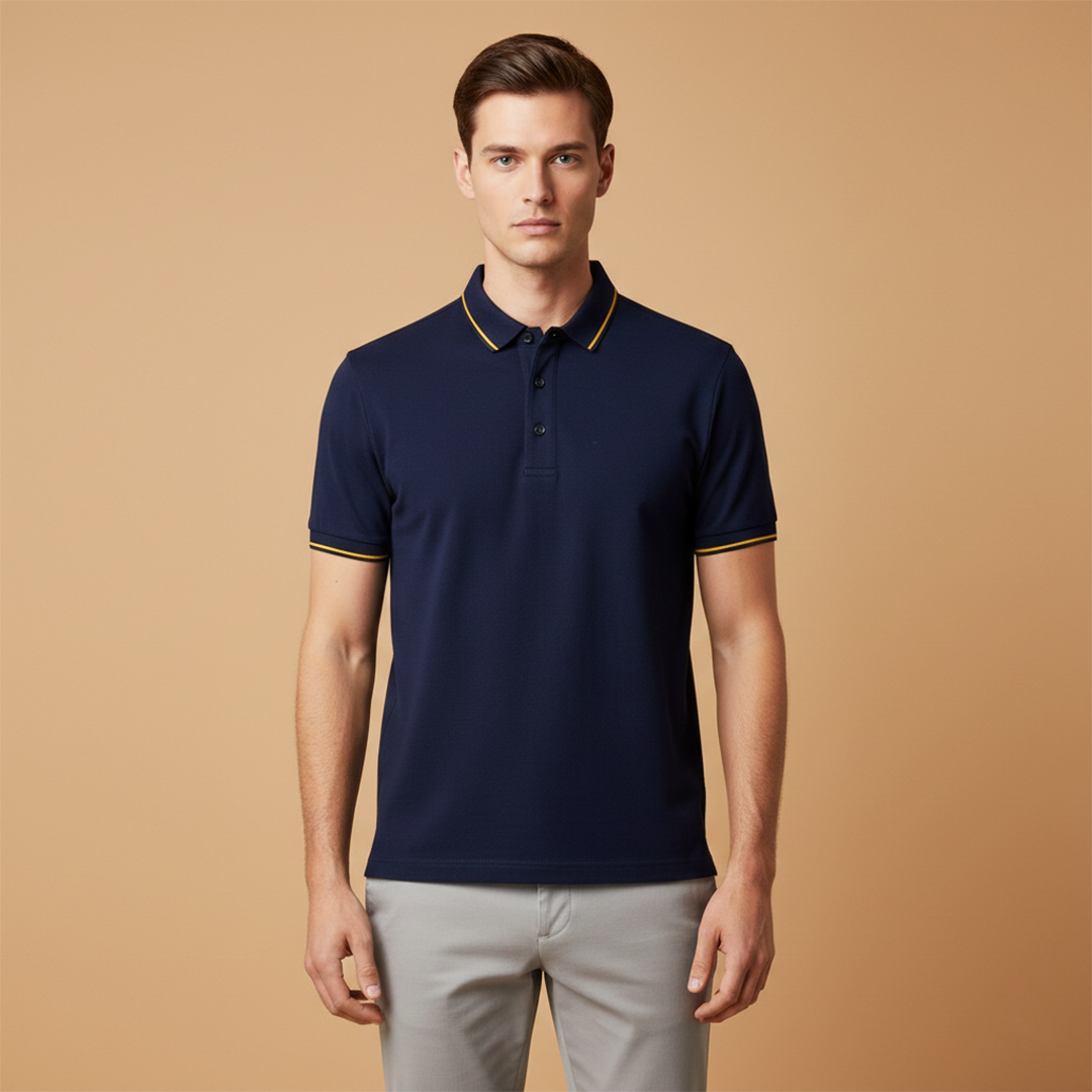 Men's Polo Shirt with Classic Collar and Button Placket