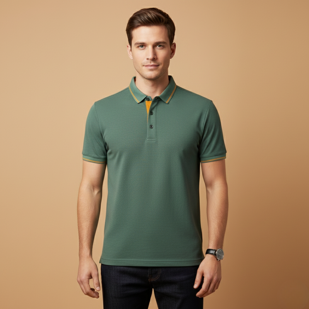 Men’s polo shirt with classic collar and piqué surface