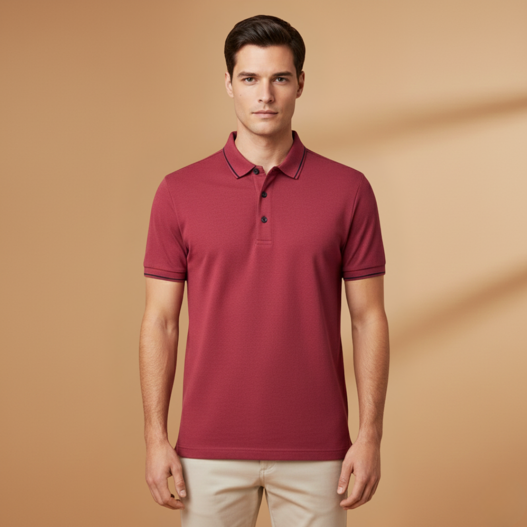 Men’s polo shirt with classic collar and piqué surface