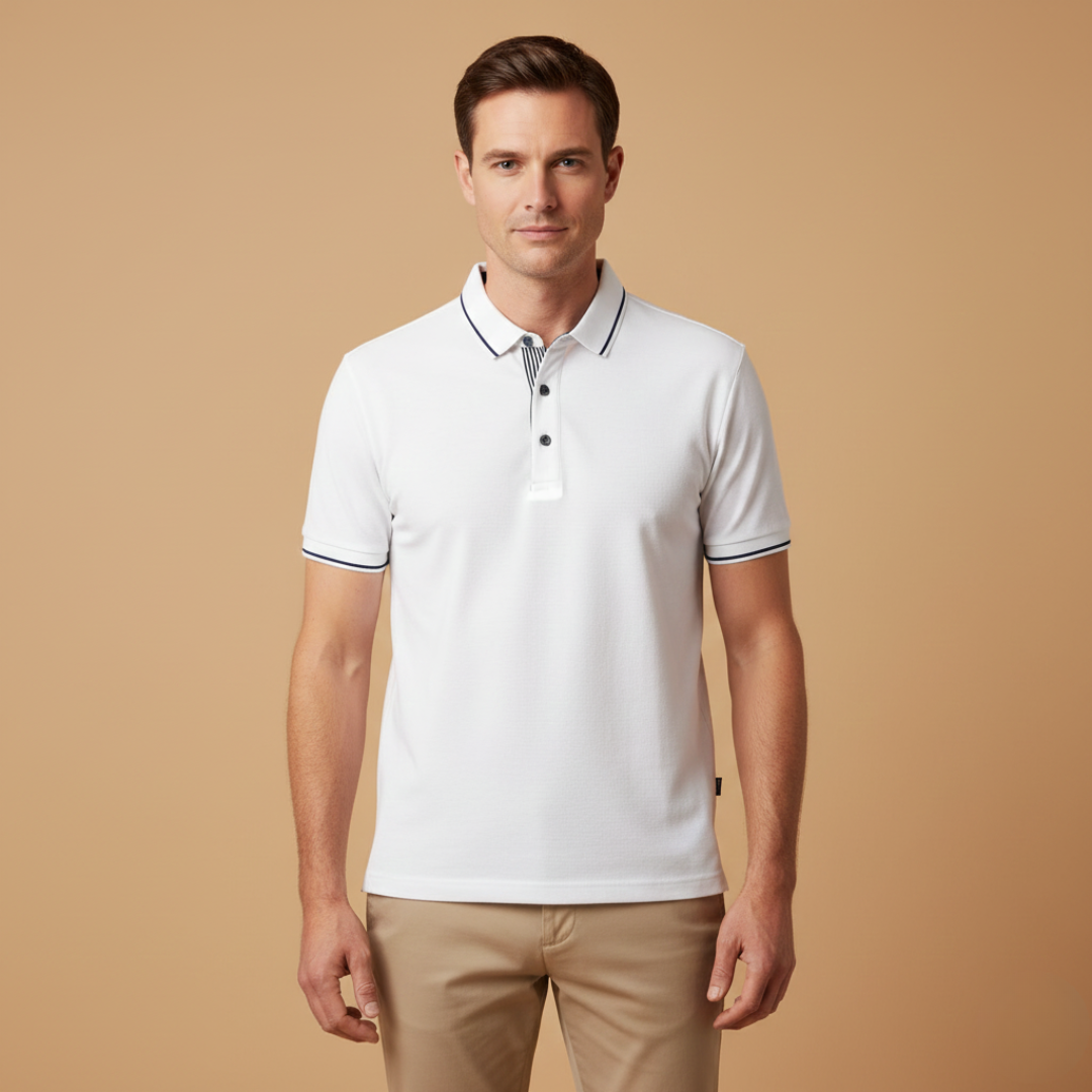 Men’s polo shirt with classic collar and piqué surface