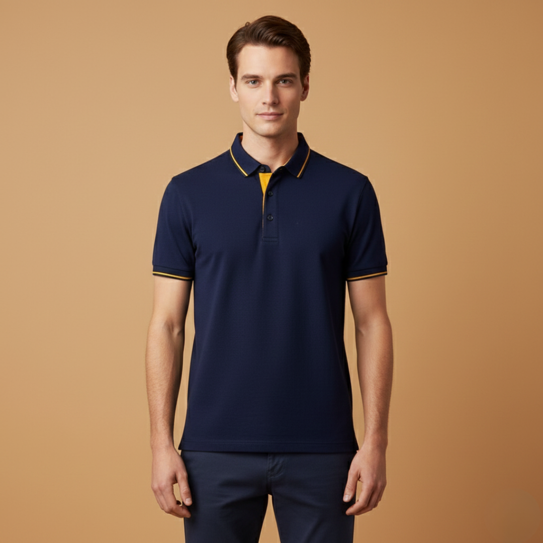 Men’s polo shirt with classic collar and piqué surface