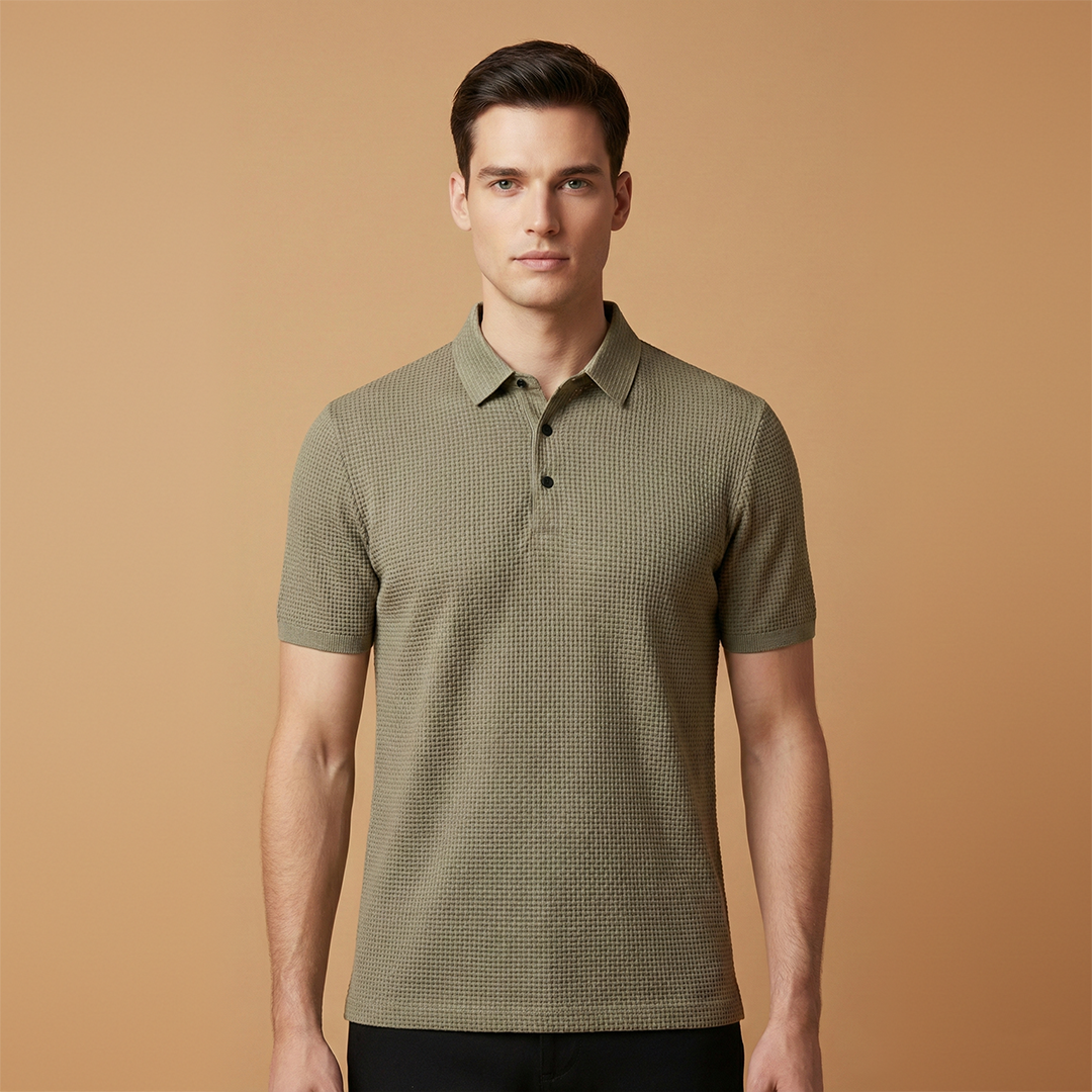 Tommy Men's Polo Shirt with Collar and Button Placket