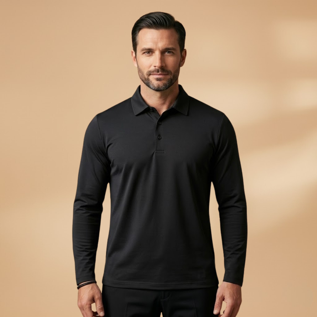 Men's Polo Shirt with Stretch Fabric and Structured Collar