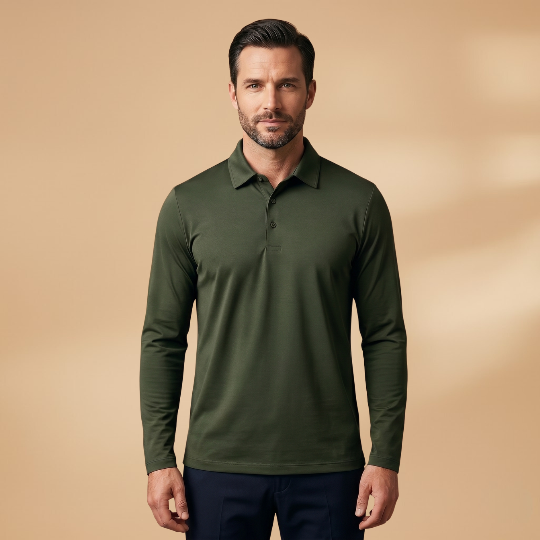Men's Polo Shirt with Stretch Fabric and Structured Collar
