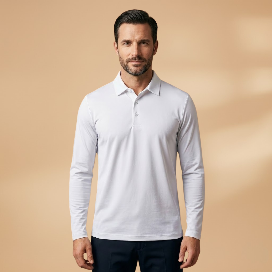 Men's Polo Shirt with Stretch Fabric and Structured Collar