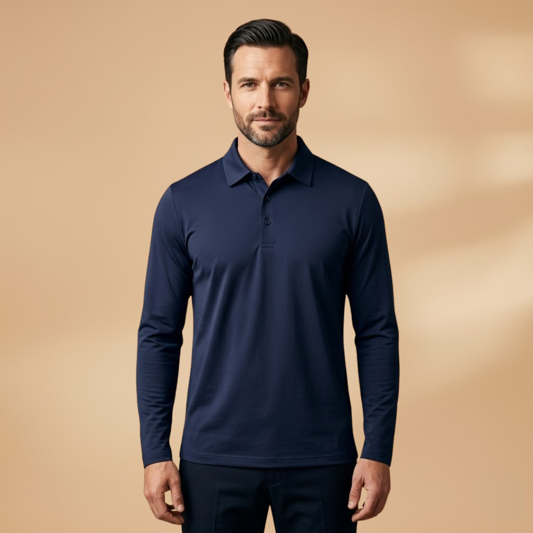 Men's Polo Shirt with Stretch Fabric and Structured Collar