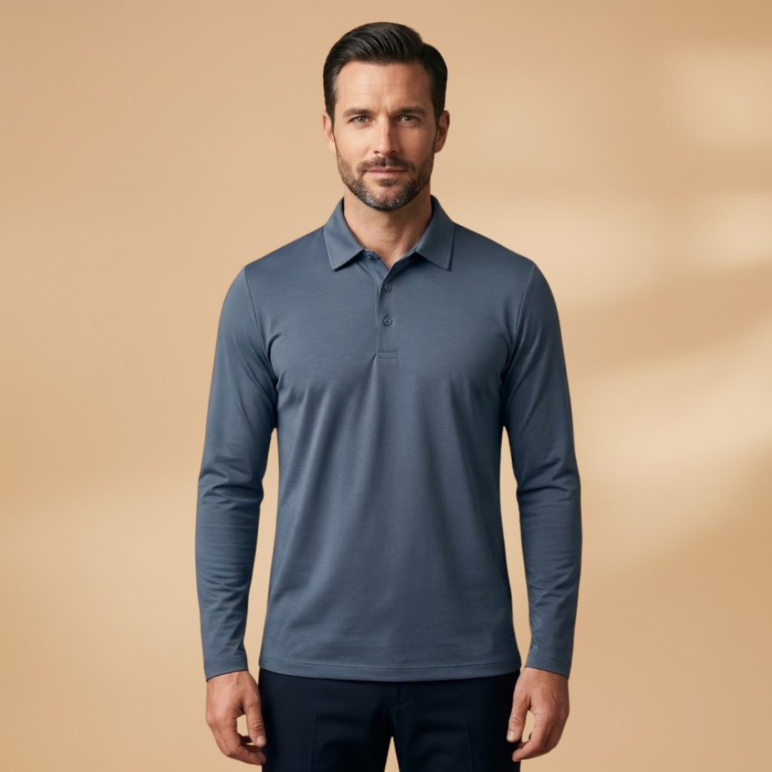 Men's Polo Shirt with Stretch Fabric and Structured Collar