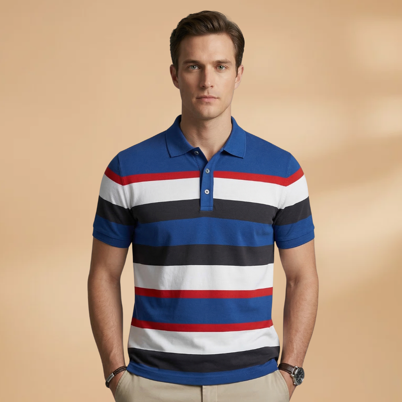 Men’s Polo Top with V-Neck and Button Placket