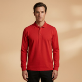 Polo with Buttoned Collar and Long Sleeves