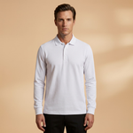 Polo with Buttoned Collar and Long Sleeves
