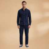 Shirt & Trousers Set with Stripe Pattern and Button-Down Shirt