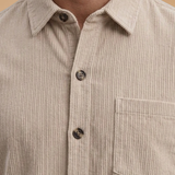Shirt & Trousers Set with Stripe Pattern and Button-Down Shirt