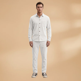 Shirt & Trousers Set with Stripe Pattern and Button-Down Shirt
