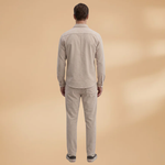 Shirt & Trousers Set with Stripe Pattern and Button-Down Shirt