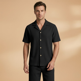 Short-Sleeved Set with Button-Up Shirt and Matching Shorts