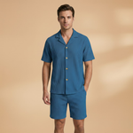 Short-Sleeved Set with Button-Up Shirt and Matching Shorts