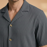 Short-Sleeved Set with Button-Up Shirt and Matching Shorts