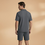 Short-Sleeved Set with Button-Up Shirt and Matching Shorts