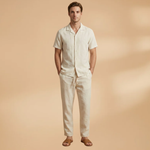 Summer Pajama Set with Button-Up Shirt and Elastic Waistband