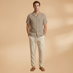 Summer Pajama Set with Button-Up Shirt and Elastic Waistband