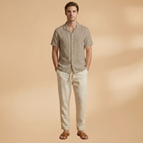 Summer Pajama Set with Button-Up Shirt and Elastic Waistband
