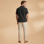 Summer Pajama Set with Button-Up Shirt and Elastic Waistband