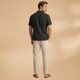 Summer Pajama Set with Button-Up Shirt and Elastic Waistband