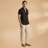 Summer Pajama Set with Button-Up Shirt and Elastic Waistband