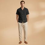 Summer Pajama Set with Button-Up Shirt and Elastic Waistband