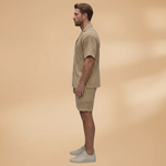 Summer Set with Button Shirt and Elastic Shorts
