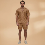 Summer Set with Button Shirt and Elastic Shorts