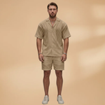Summer Set with Button Shirt and Elastic Shorts