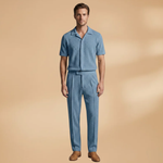 Summer Set with Short-Sleeved Shirt and Elastic Trousers