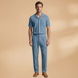 Summer Set with Short-Sleeved Shirt and Elastic Trousers