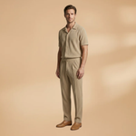Summer Set with Short-Sleeved Shirt and Elastic Trousers